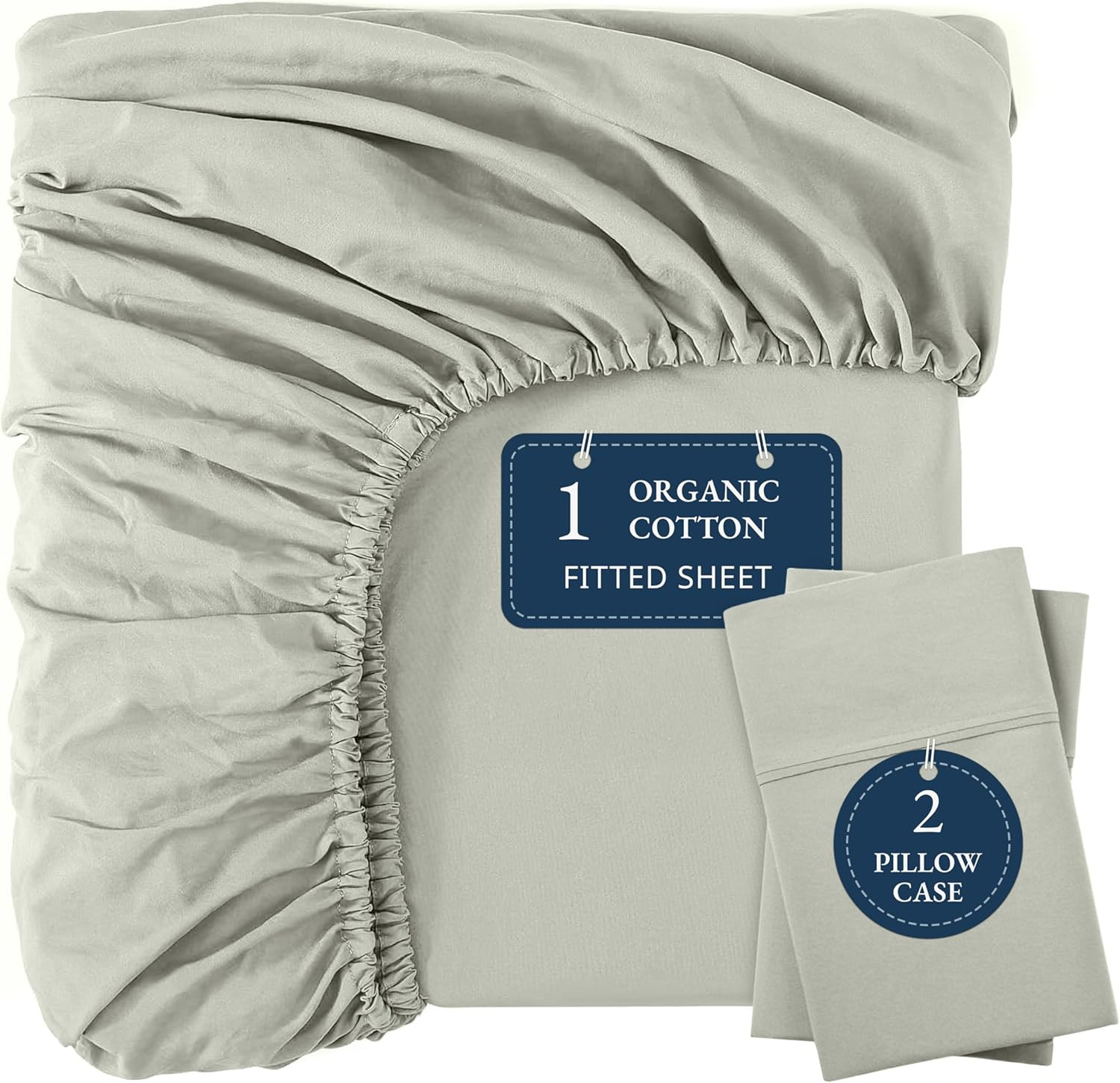 LANE LINEN 100% Organic Cotton Fitted Bed Sheets Queen Size (+Pillowcases) Soft & Comfy Percale W... | Amazon (US)