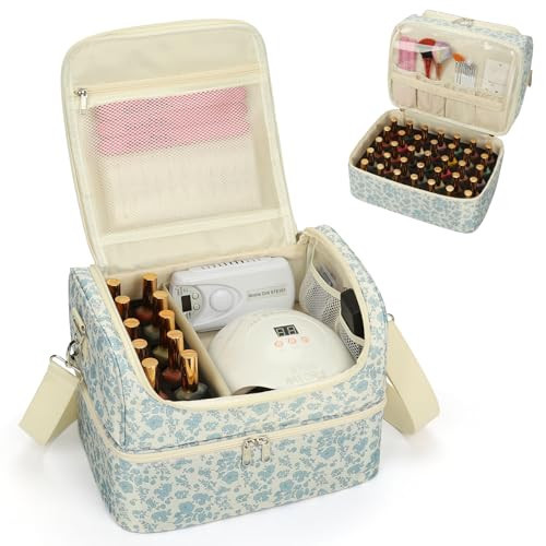 CUBETASTIC Nail Polish Organizer, Nail Supplies Storage Case Holds 45 Bottles Nail Polish & Nail Lamp, Travel Nail Tech Carrying Bag, Nail Kit Bag For Nail Stuff & Manicure Tools | Amazon (US)