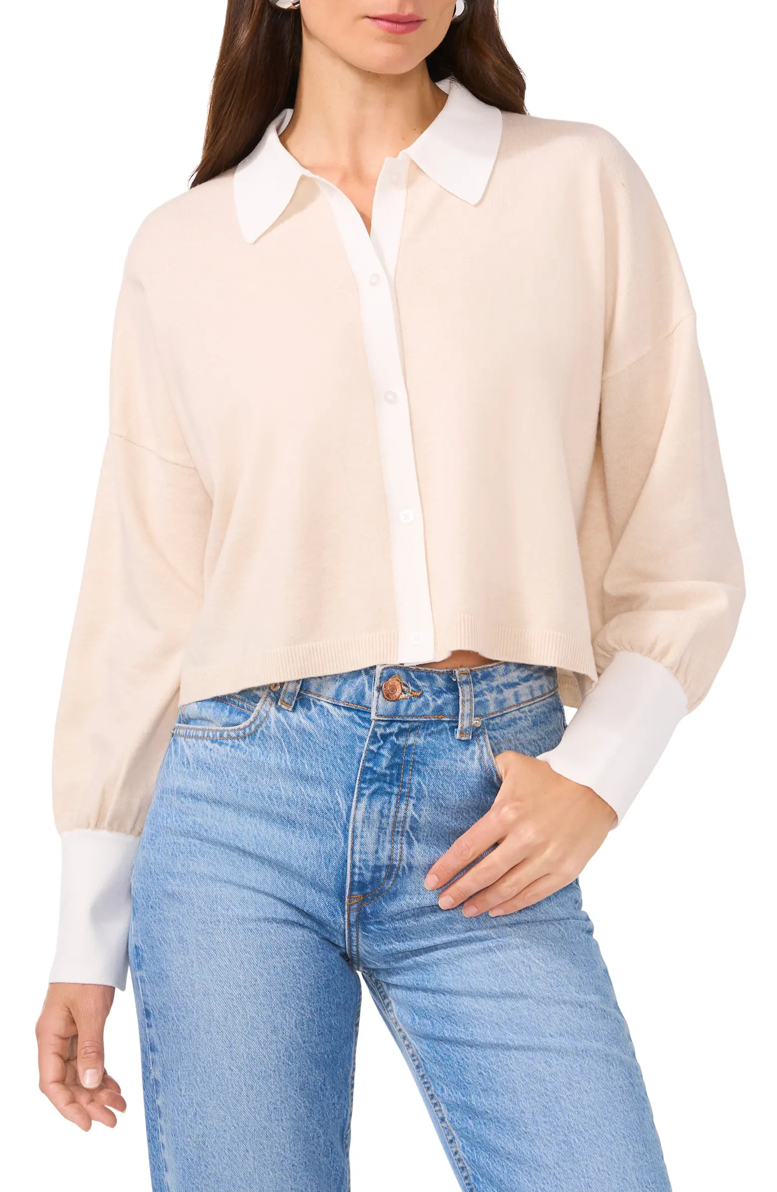 1.STATE Crop Button-Up Shirt | Nordstromrack | Nordstrom Rack