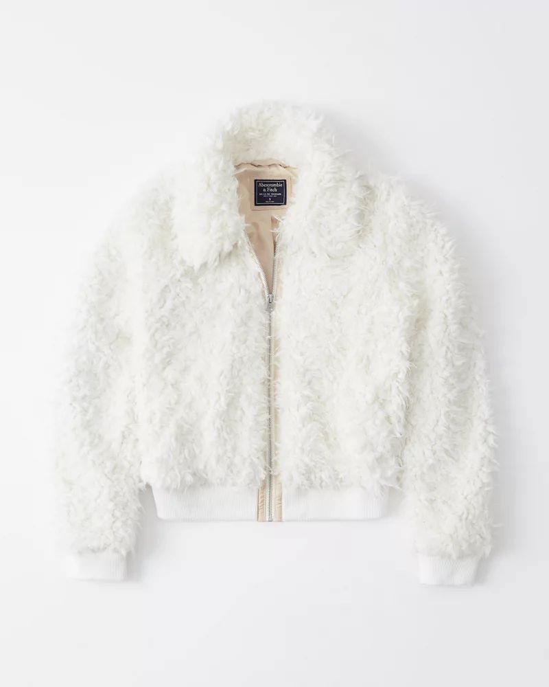 Cropped Faux Fur Bomber Jacket | Abercrombie & Fitch US & UK