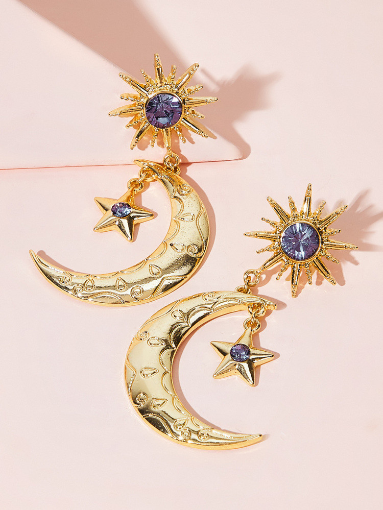 Sun & Star Decor Moon Drop Earrings 1pair | SHEIN