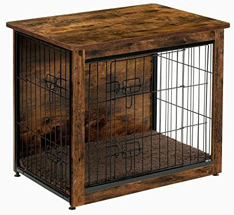 DWANTON Dog Crate Furniture with Cushion, Wooden Dog Crate with Double Doors, Dog Furniture, Indoor  | Amazon (US)