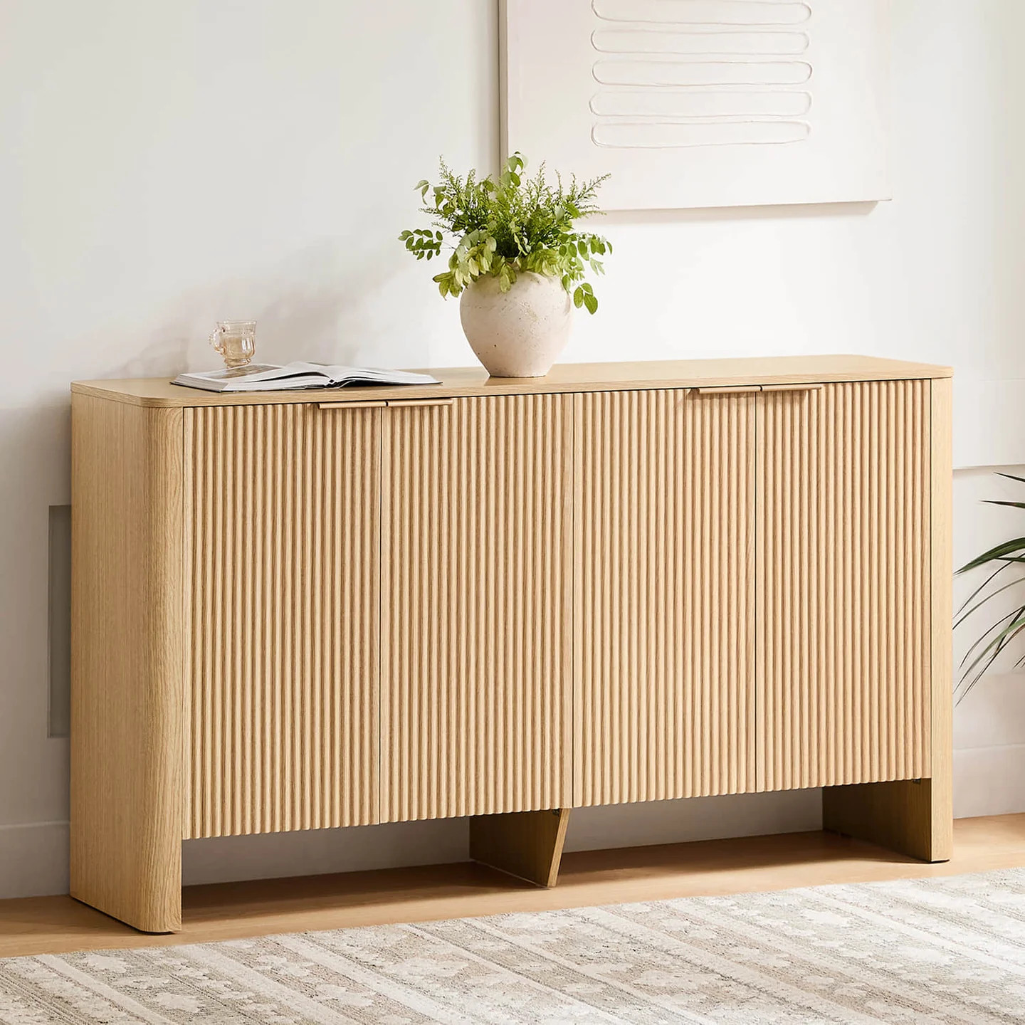 Bowen 61” Modern Fluted Wood Sideboard | High-Leg Design | Chita