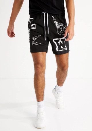 Black Lonely World Graphic Nylon Shorts | rue21