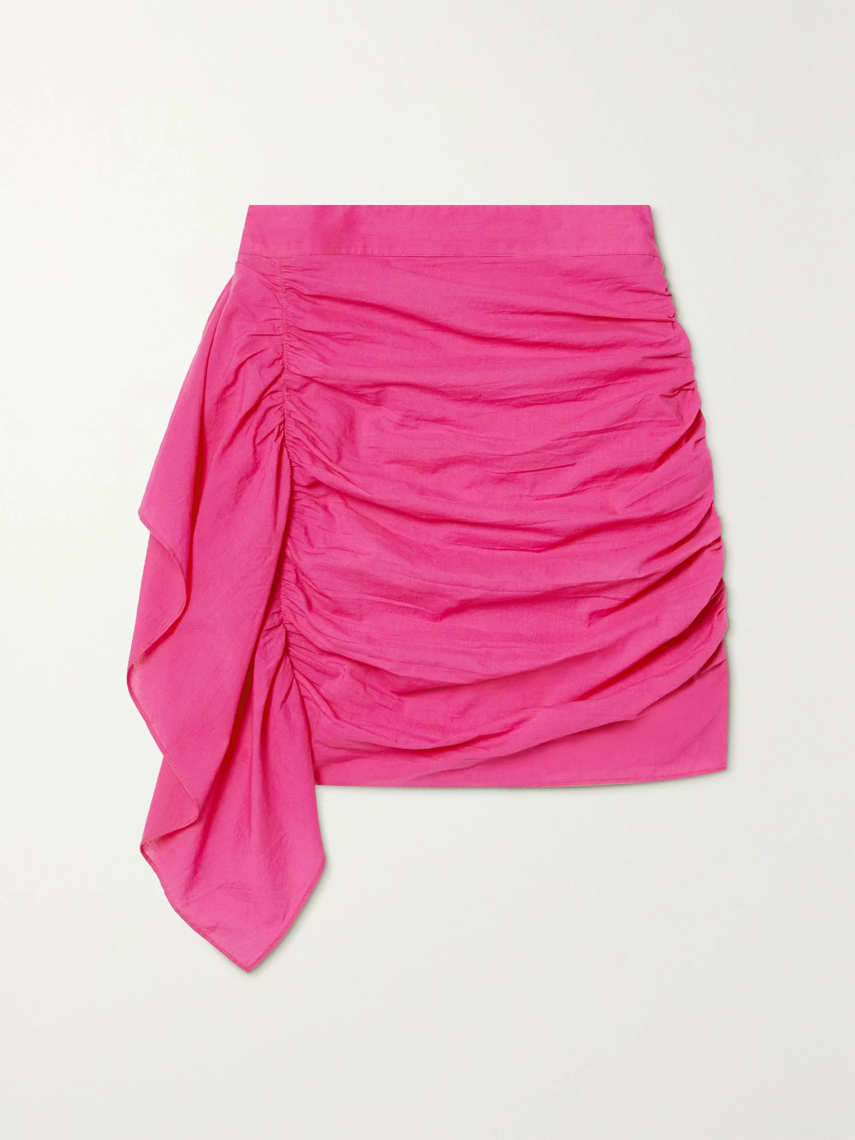 RHODE - Hannah Draped Ruched Cotton-voile Mini Skirt - Pink | NET-A-PORTER (US)