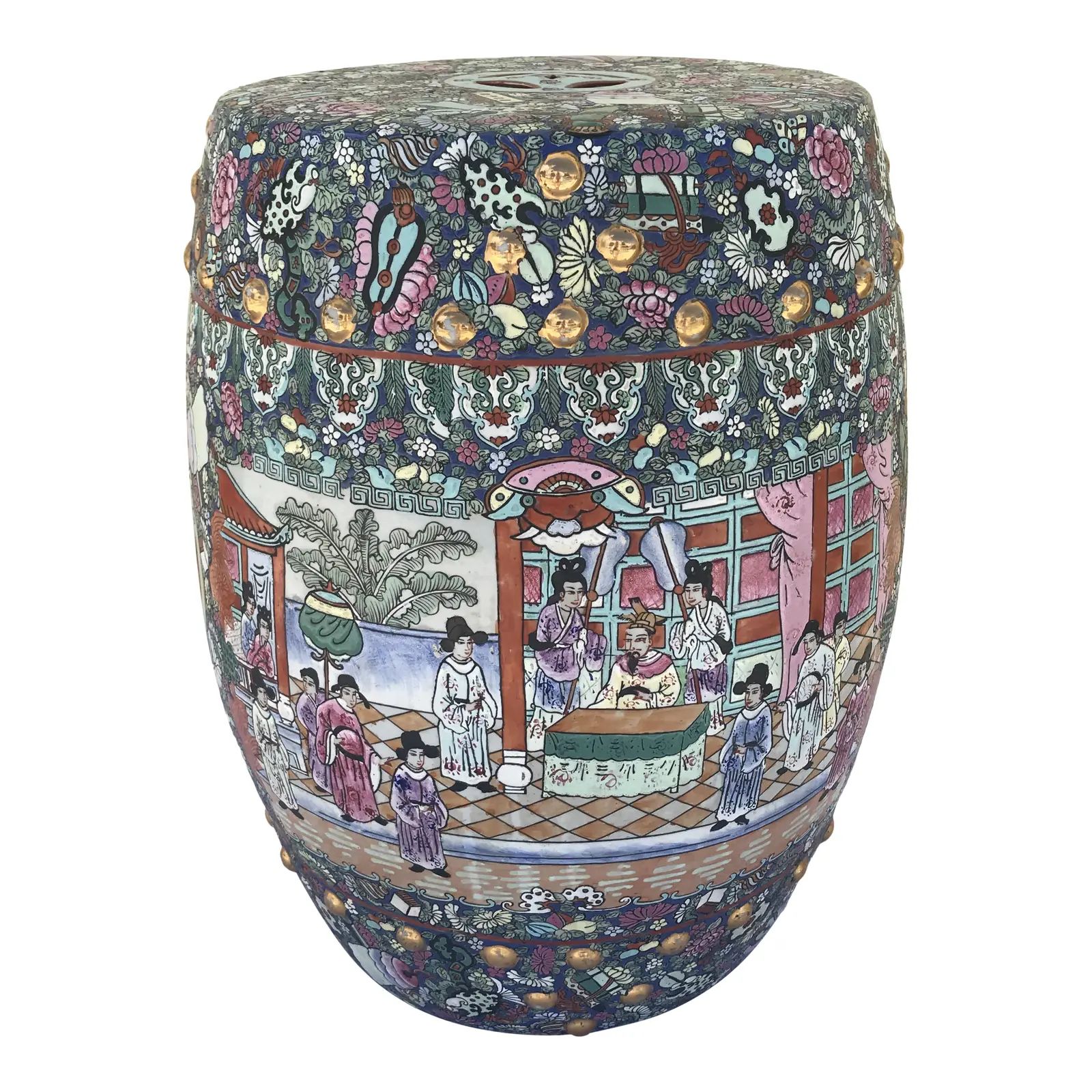 Chinese Porcelain Famille Rose Garden Stool | Chairish