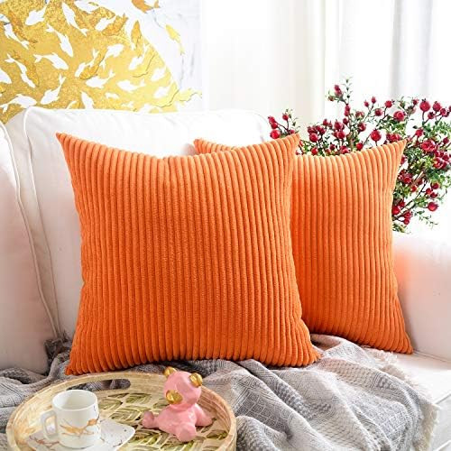 MERNETTE Pack of 2, Corduroy Soft Decorative Square Throw Pillow Cover Cushion Covers Pillowcase,... | Amazon (US)
