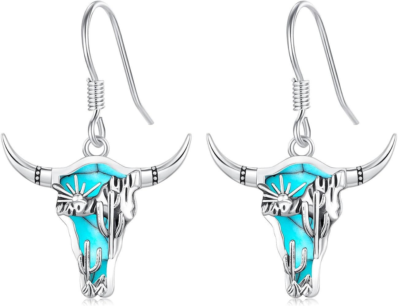 Midir&Etain Turquoise Earrings 925 Sterling Silver Texas Western Cow/Cactus/Boot/Dreamcatcher/Hor... | Amazon (US)