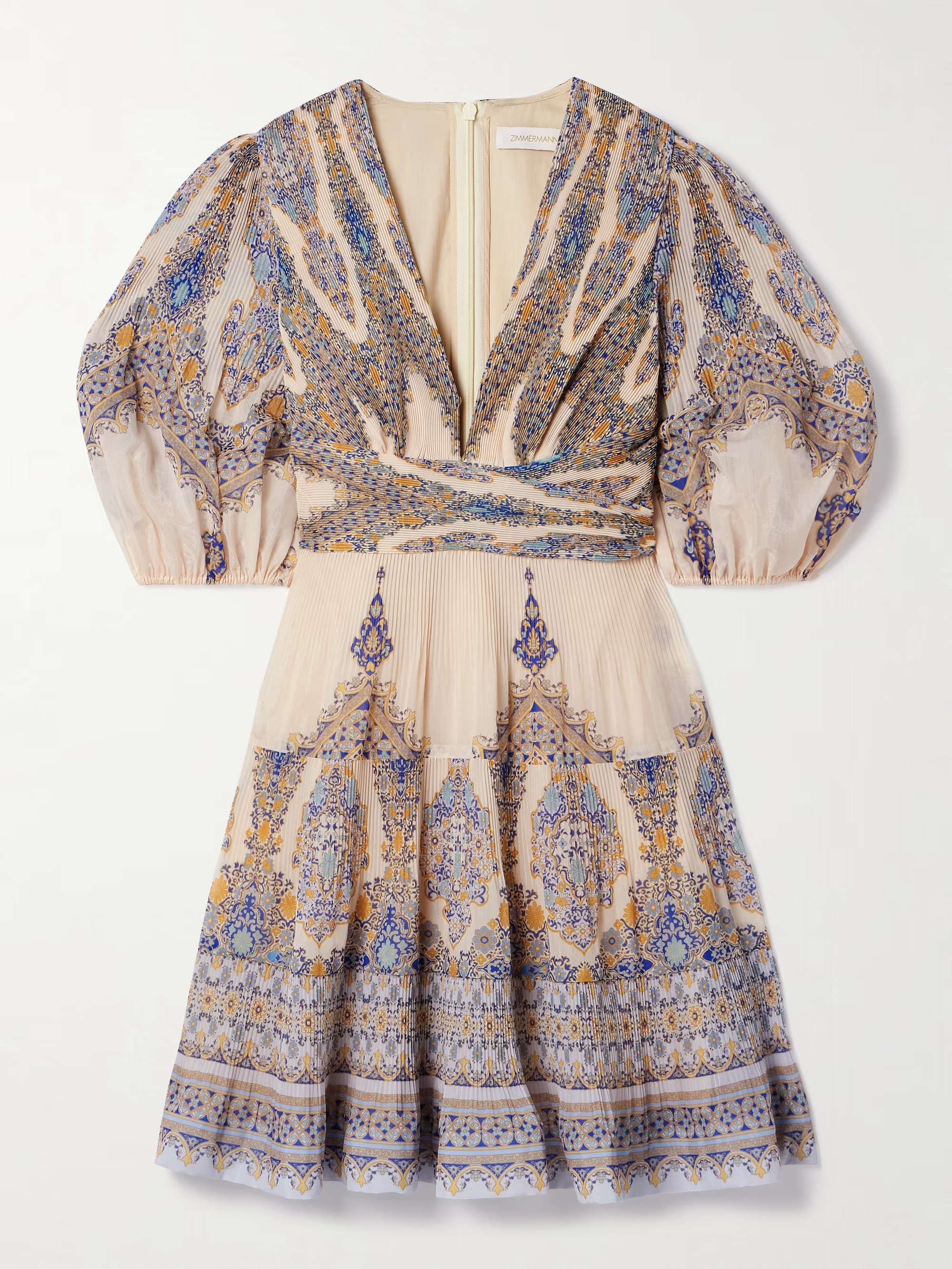 Printed plissé-organza mini dress | NET-A-PORTER (US)