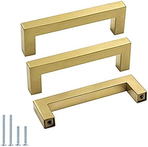 goldenwarm 5 Pack Gold Cabinet Pulls and Knobs Brass Drawer Handles - LSJ12GD96 Kitchen Cabinet Hard | Amazon (US)