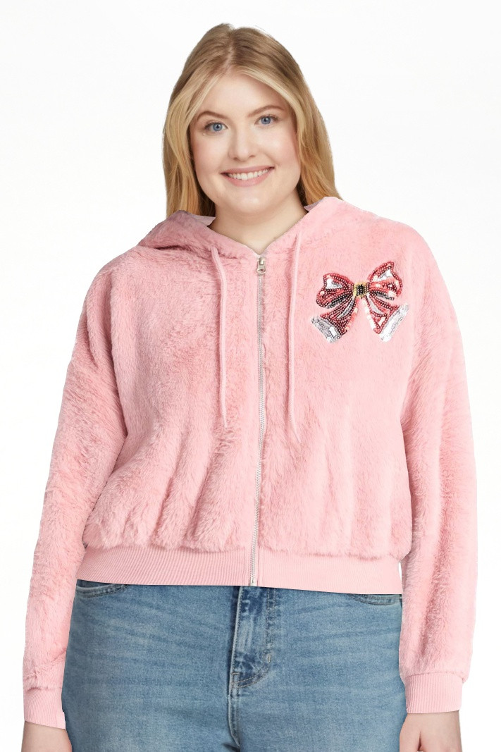 No Boundaries Christmas Plush Jacket, Women's & Women's Plus | Walmart (US)