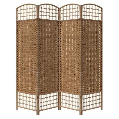 4 Panel Paper Straw Weave Screen on 2" Legs-Brown -Ore International | Target