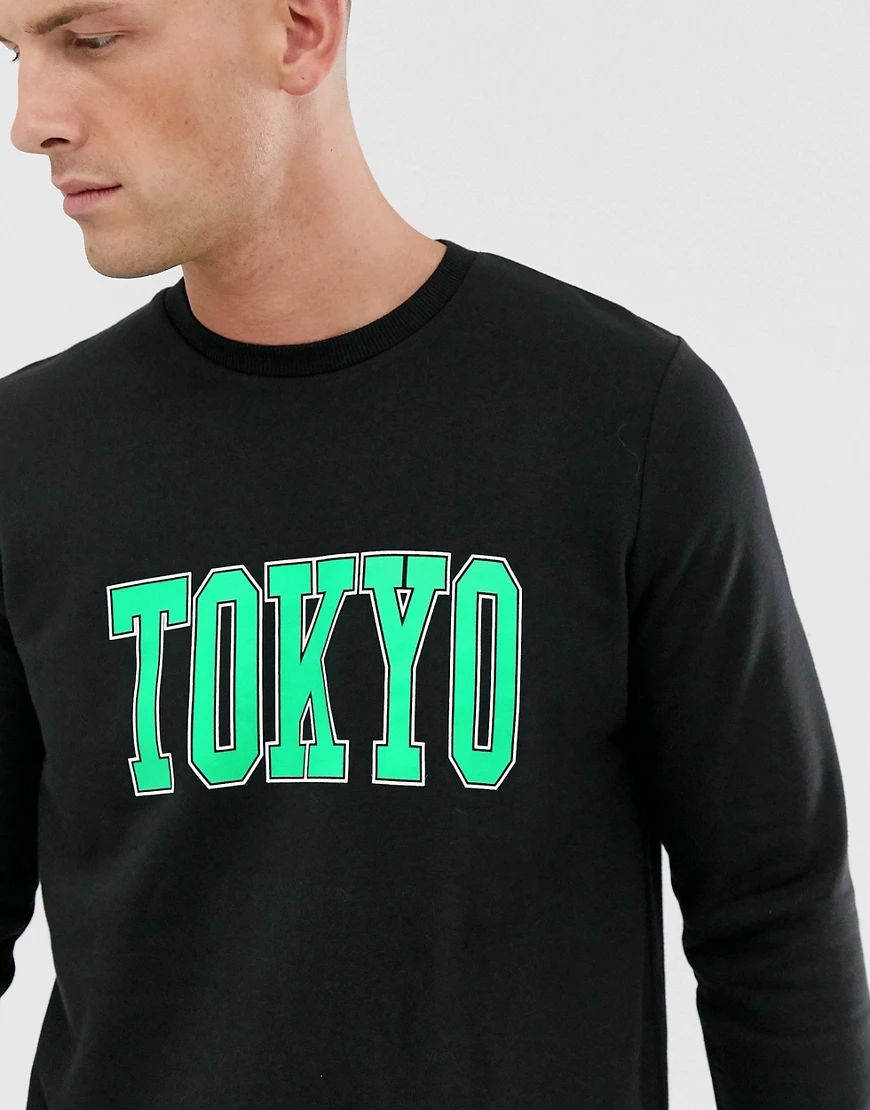 New Look – Tokyo – Sweatshirt in Schwarz mit Print | ASOS (Global)
