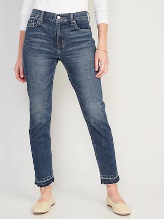 Mid-Rise Boyfriend Straight Cut-Off Jeans for Women | Old Navy (US)