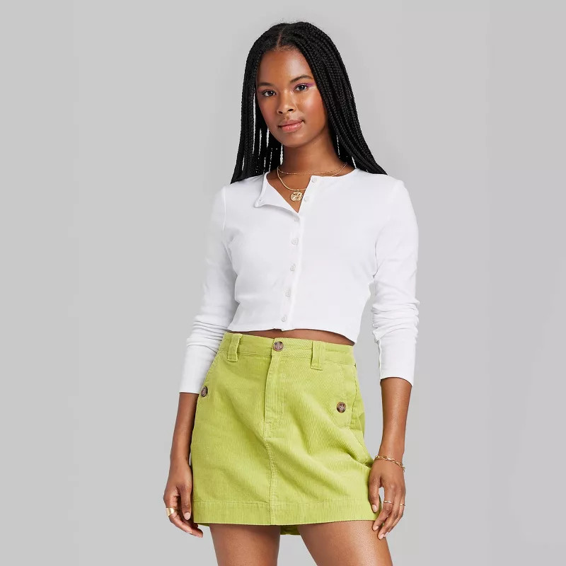 Women's Long Sleeve Button-Front Cropped Shirt - Wild Fable™ | Target