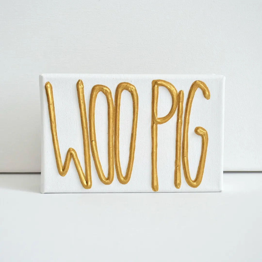 Woo Pig Gold Letter 4x6 Canvas | Arkansas Razorbacks Handmade Wall Art | University of Arkansas A... | Etsy (US)