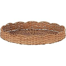 Kate and Laurel Wavley Modern Round Scalloped Woven Rattan Tray, 18 Inch Diameter, Natural Rattan... | Amazon (US)