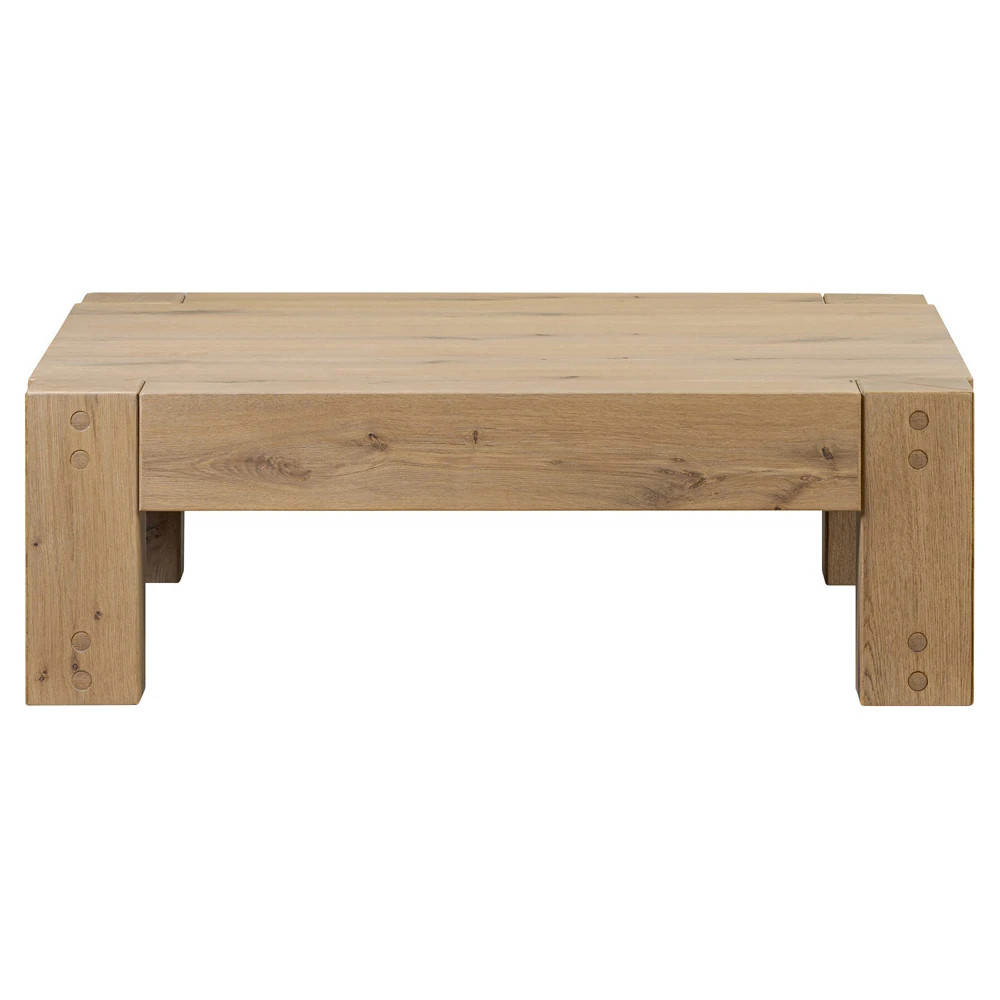 Emmer Coastal Beach Smoked Oak Square Coffee Table | Kathy Kuo Home
