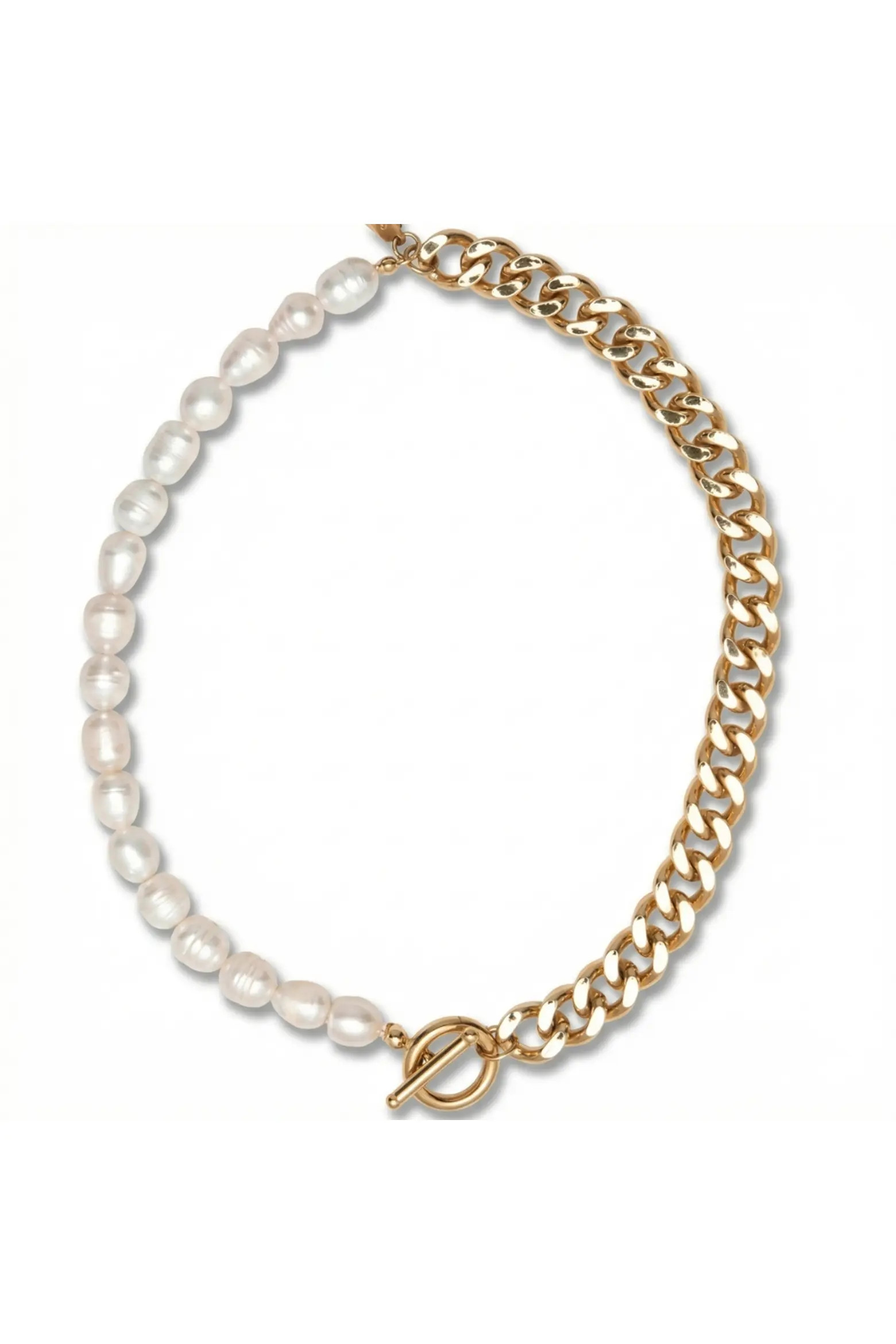 18k Gold Plated Fresh Water Pearl And Curb Link Necklace 18" Toggle Clasp (Women) | Nordstrom | Nordstrom