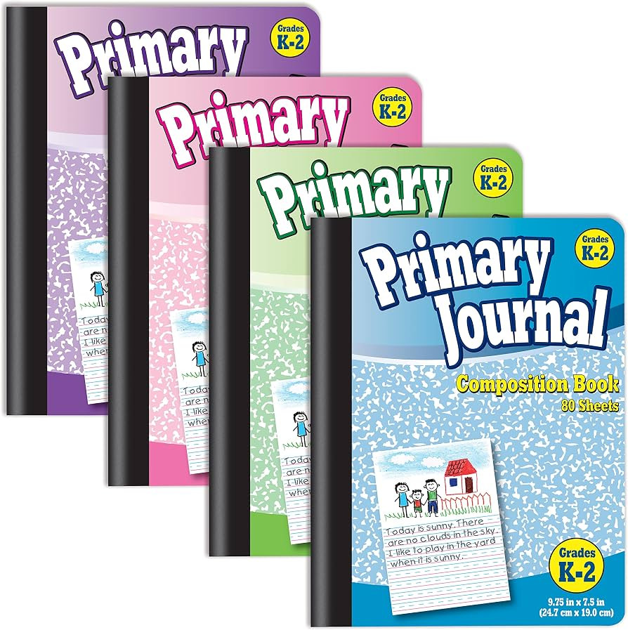 Better Office Products Primary Journal, Hardcover, 4 New Fun Colors, Primary Composition Book Not... | Amazon (US)