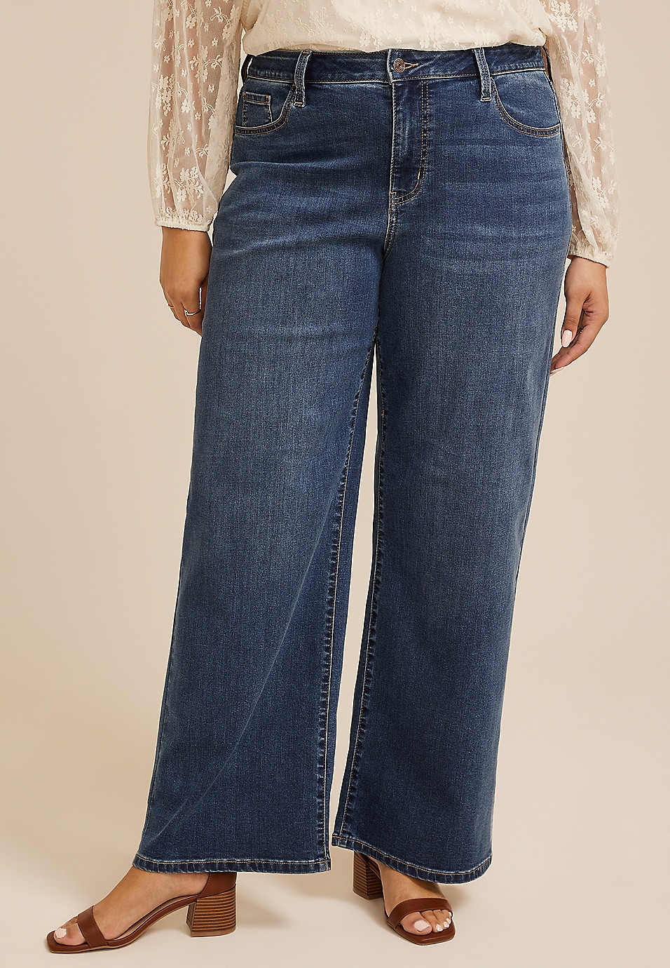 Plus Size m jeans by maurices™ Classic Dark High Rise Wide Leg Jean | Maurices