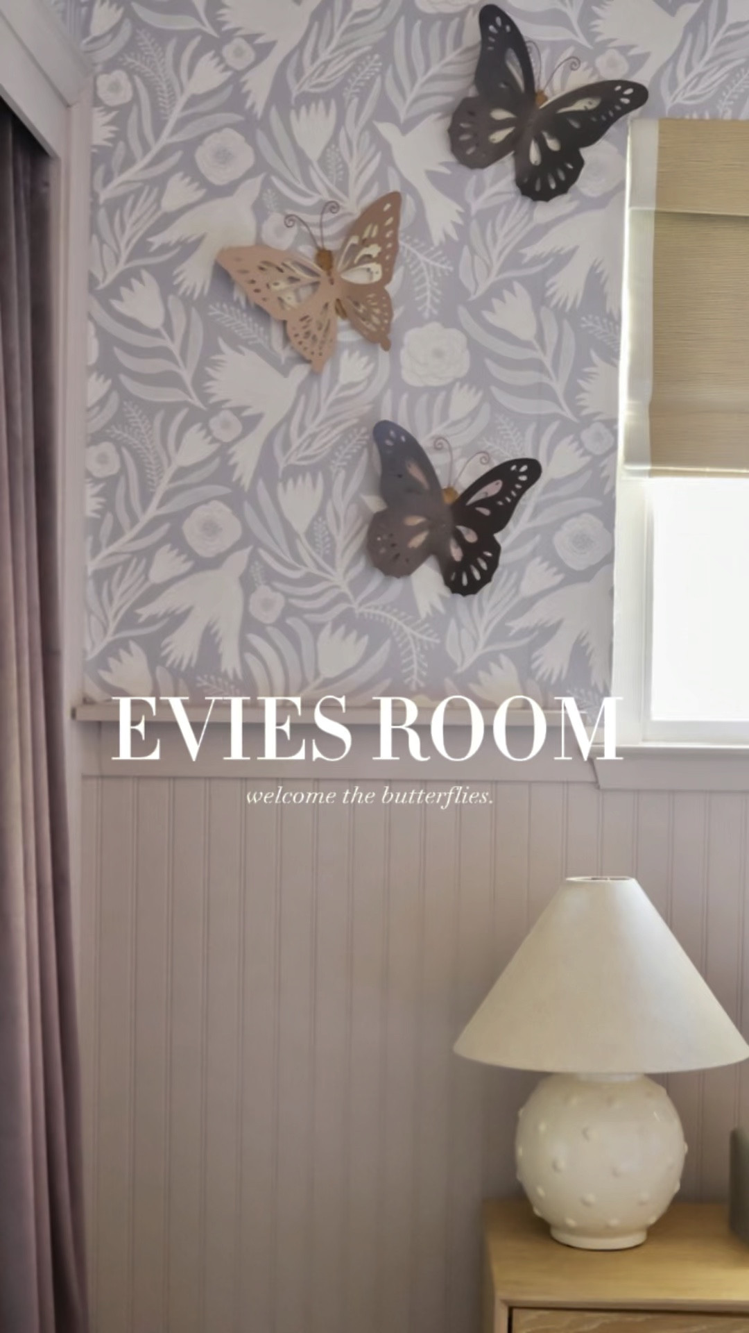 There's no way these butterflies weren't coming home with me! At first glance, I wasn't thrilled with the front of the design - but the back was perfect! Better yet, the metal is flexible, so it gives them a look as though they are flying. 

There's something truly magical about that moment when inspiration and serendipity collide; for me, that has been this room. It's a reminder that every twist and turn has a purpose in the journey of creation and how many colors can inspire us!

Kids room, bedroom design, girls room design, wallpaper, floral wallpaper, Tempaper 

#LTKhome #LTKfamily #LTKkids