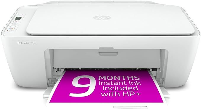 HP DeskJet 2734e Wireless Color All-in-One Printer with 9 Months Free Ink (26K72A) | Amazon (US)