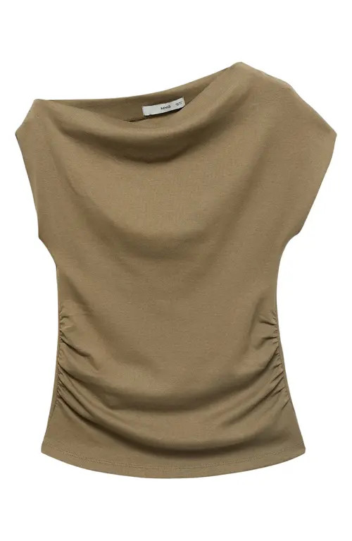MANGO Asymmetric Neck Top in Khaki at Nordstrom, Size Small | Nordstrom