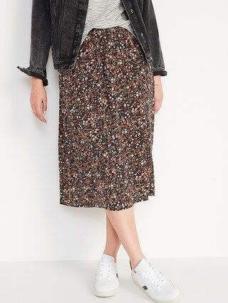 High-Waisted Floral-Print Midi Swing Skirt for Women | Old Navy (US)