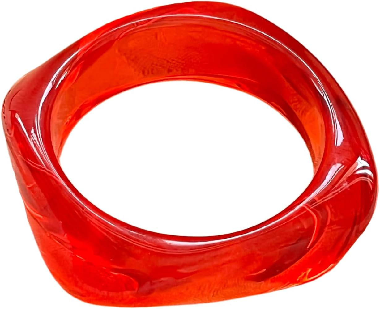 Colorful Square Acrylic Resin Bangle Bracelets Tortoiseshell Acetate Plate Wide Chunky Bracelet V... | Amazon (US)