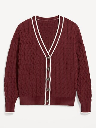 Slouchy Cable-Knit Cardigan Sweater | Old Navy (US)