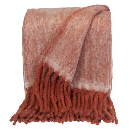 Parkland Collection THRE21689 Transitional Handloomed Wool Throw Blanket Red & Brown | Walmart (US)