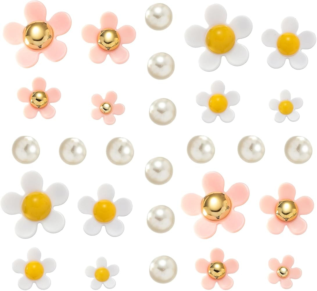 Flower Shoe Charms for Clog Sandals Bracelets Accessories Decoration, Summer Cute Daisy Pearl Sho... | Amazon (US)