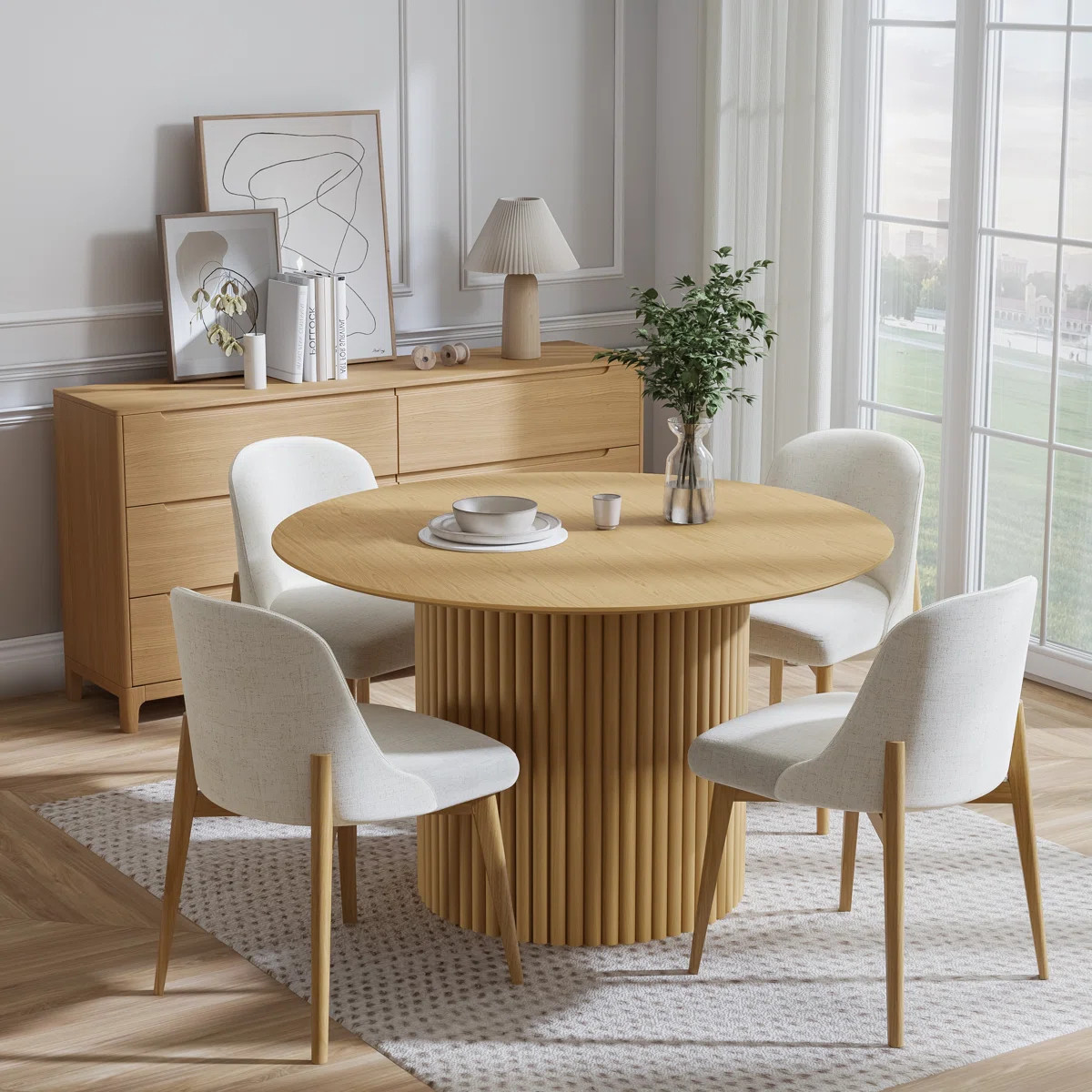 Maianh Round Solid and Manufactured Wood Pedestal Dining Table | Wayfair North America