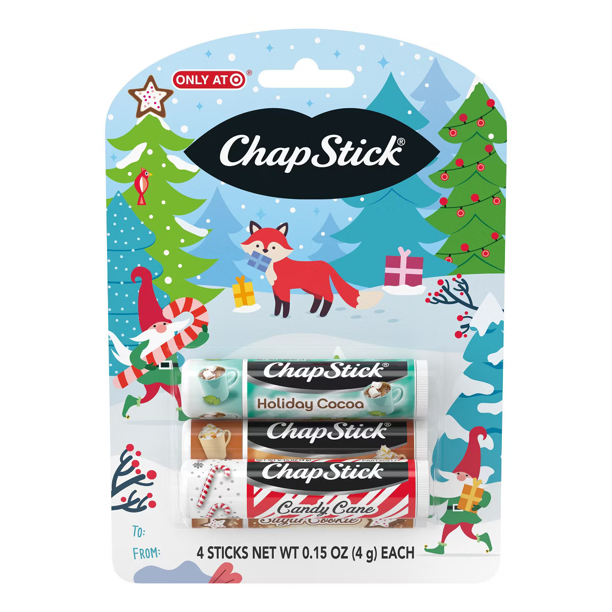 Chapstick Holiday Sugar,Sugar Cookie,Cotton Candy and Hot Chocolate Cake Batter Lip Balm Set - 4c... | Target