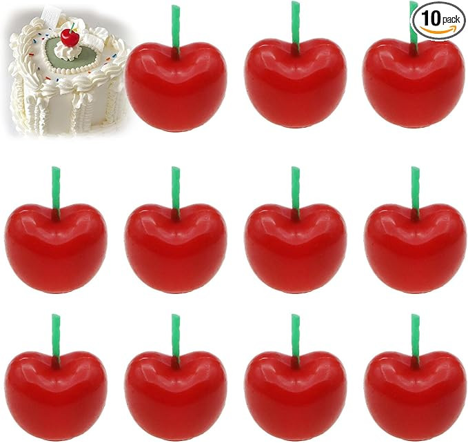 2 Box/10 PCS Cherry Shaped Birthday Candles Cute Fruit Shaped Candles Cherry Candles for Cake for... | Amazon (US)