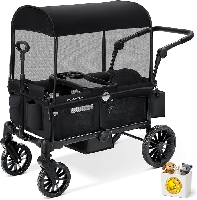 ELEMARA Foldable Wagon Stroller, Stroller Wagon for 2 Kids, Premium All Terrain Wagon for Kids wi... | Amazon (US)