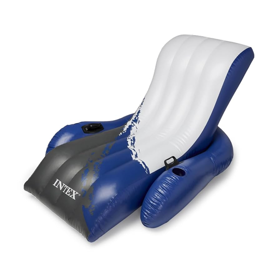 Intex Inflatable Lounge Pool Recliner Lounger Chair with Cup Holders - Heavy-Duty Float Raft for ... | Amazon (US)