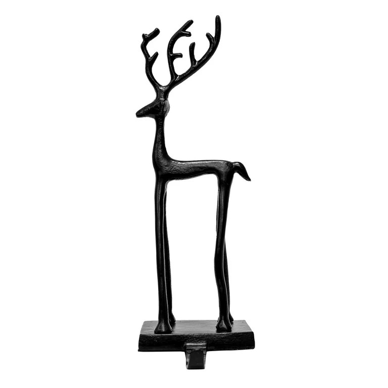 Rustic Deer Christmas Stocking Holder, Black, 13.75", by Holiday Time | Walmart (US)