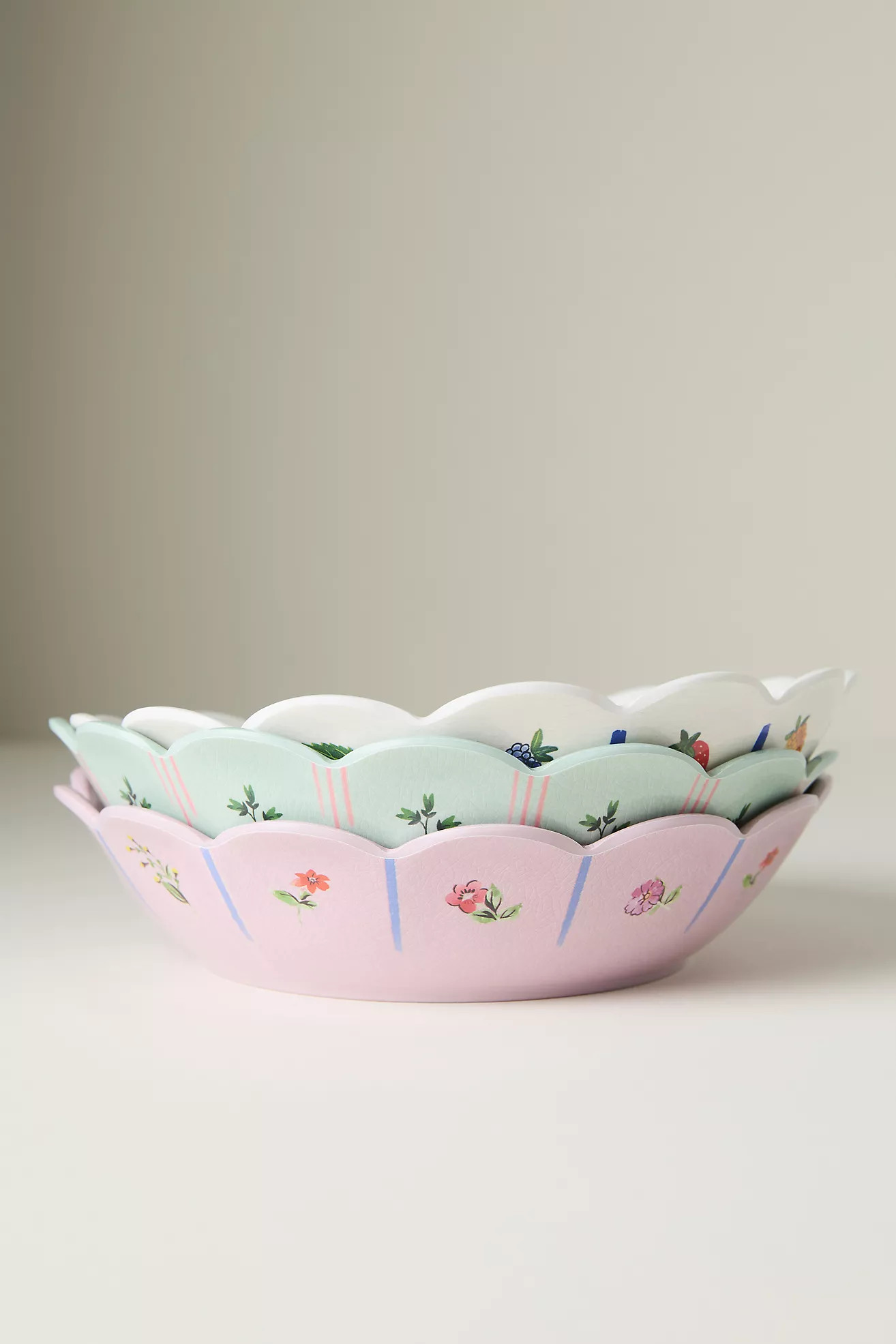 Annette Floral Melamine Pasta Bowls, Set of 4 | Anthropologie (US)