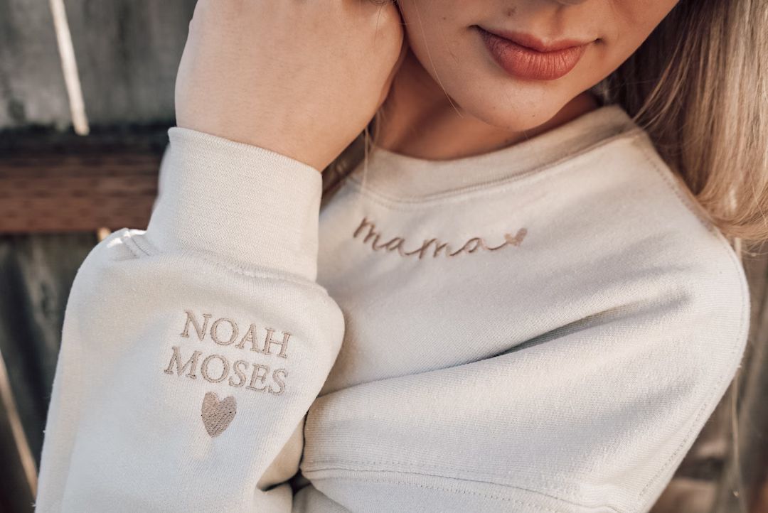 Mama Embroidered Sweatshirt, Custom Mama Shirt With Kids Names, Pregnancy Reveal Hoodie Gift For ... | Etsy (US)