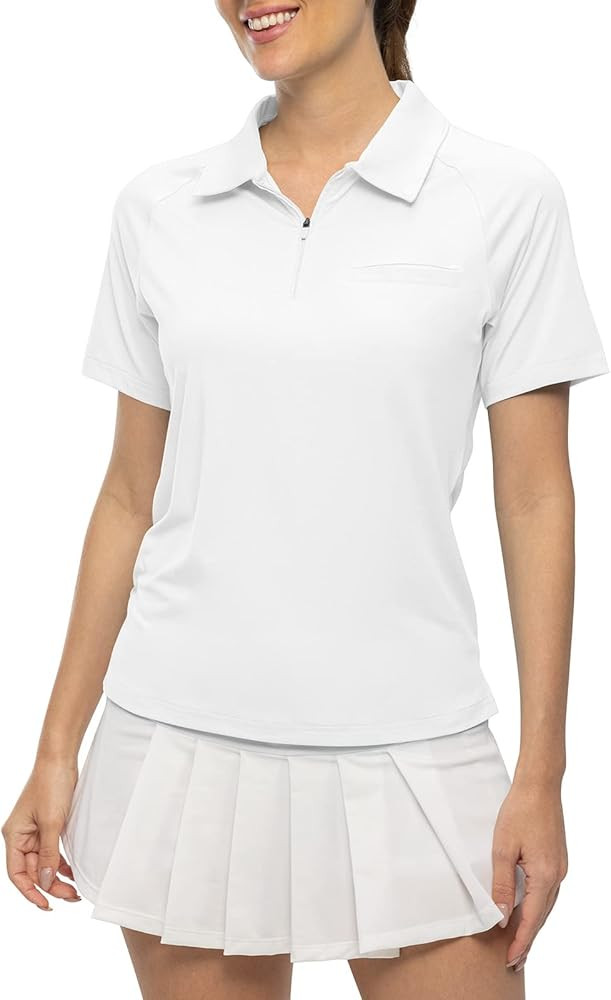 TBMPOY Women's Golf Polo Shirts Short Sleeve UPF 50+ Dry Fit Athletic Tennis T-Shirts Zip Up Athl... | Amazon (US)