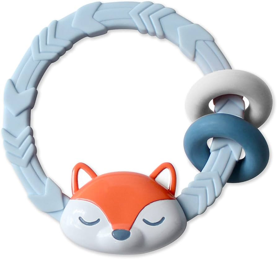 Itzy Ritzy Teether with Rattle Sound, Two Silicone Rings & Raised Texture to Soothe Gums, Ages 3 ... | Amazon (US)