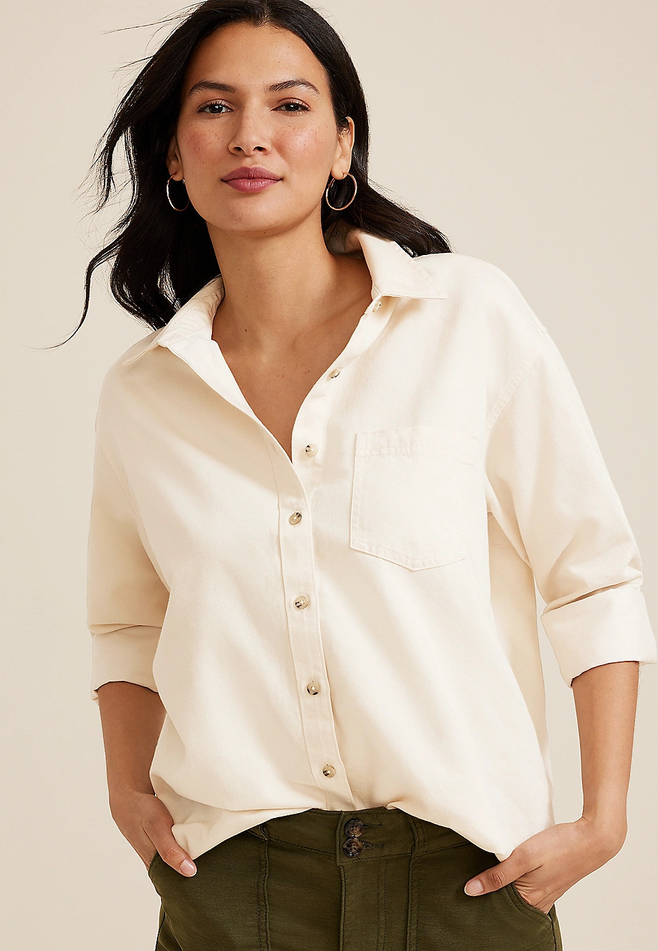 90s Prep Relaxed Utility Button Up Shirt | Maurices
