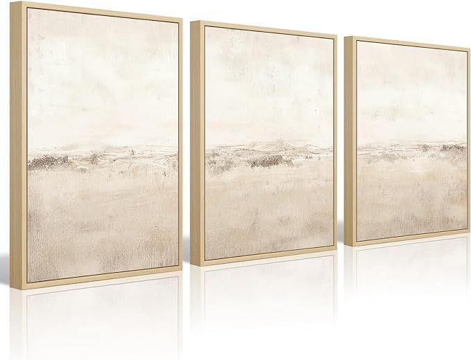 Baccone Beige Abstract Wall Art Set of 3 Neutral Canvas Wall Art Prints Boho Abstract Picture Mod... | Amazon (US)