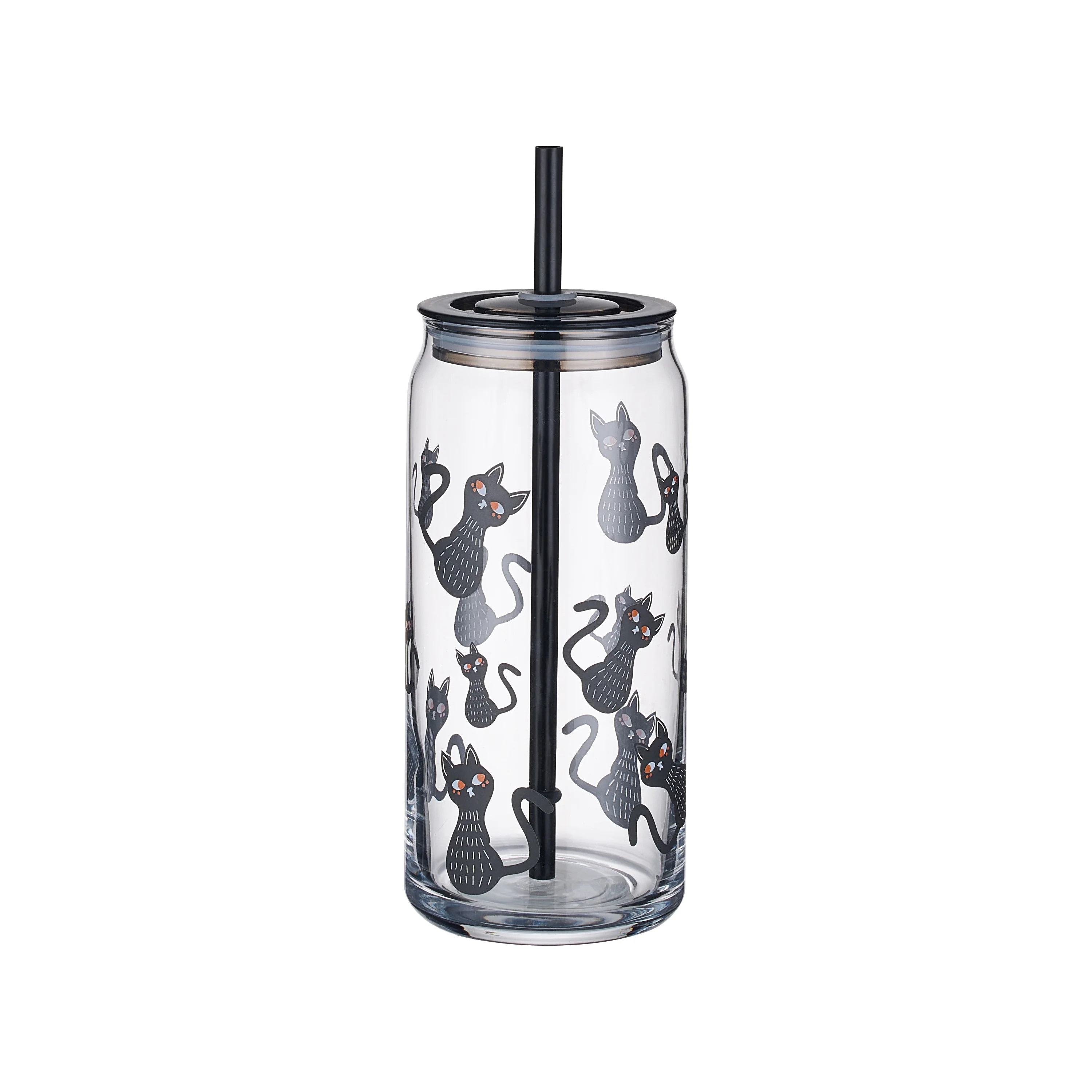 Way to Celebrate Halloween Cat Glass Can Sipper Tumbler, 20 oz - Walmart.com | Walmart (US)
