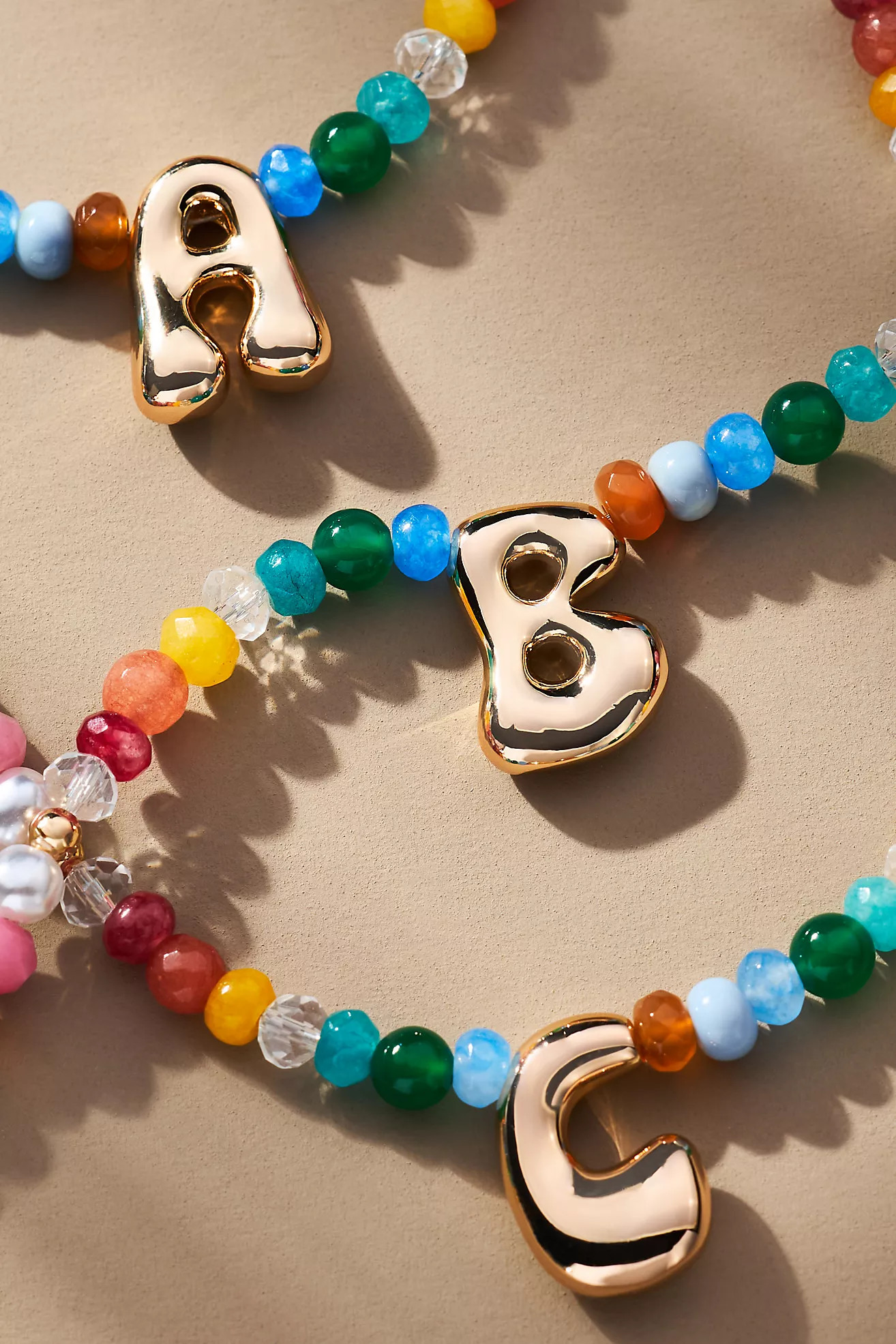 Colorful Beaded Bubble Letter Monogram Necklace | Anthropologie (US)