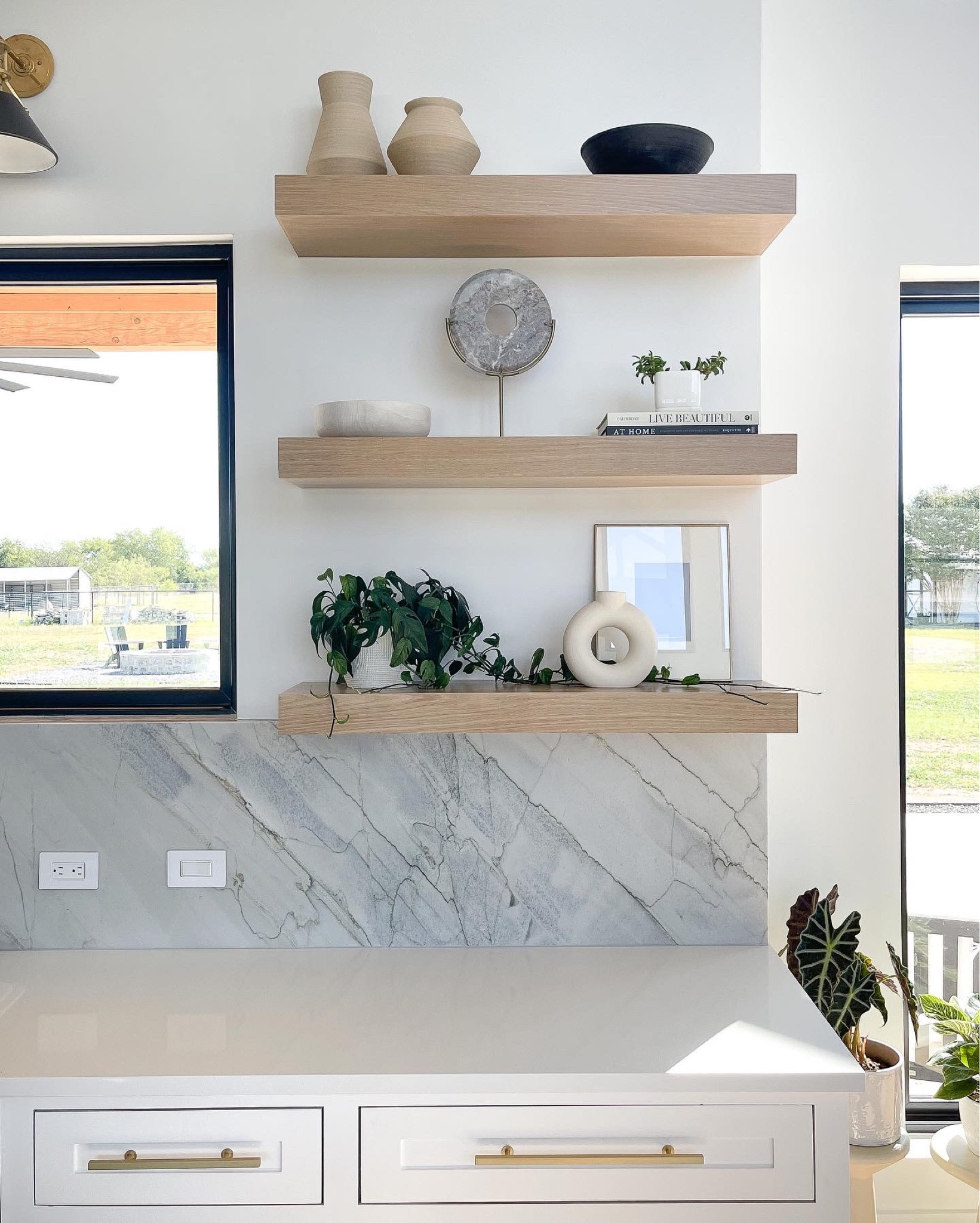 Simple kitchen shelf styling.

Neutral, black and white, minimalist, transitional, modern 

#LTKhome