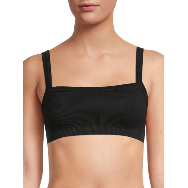 No Boundaries Women's Seamless Square Neck Ribbed Bralette | Walmart (US)