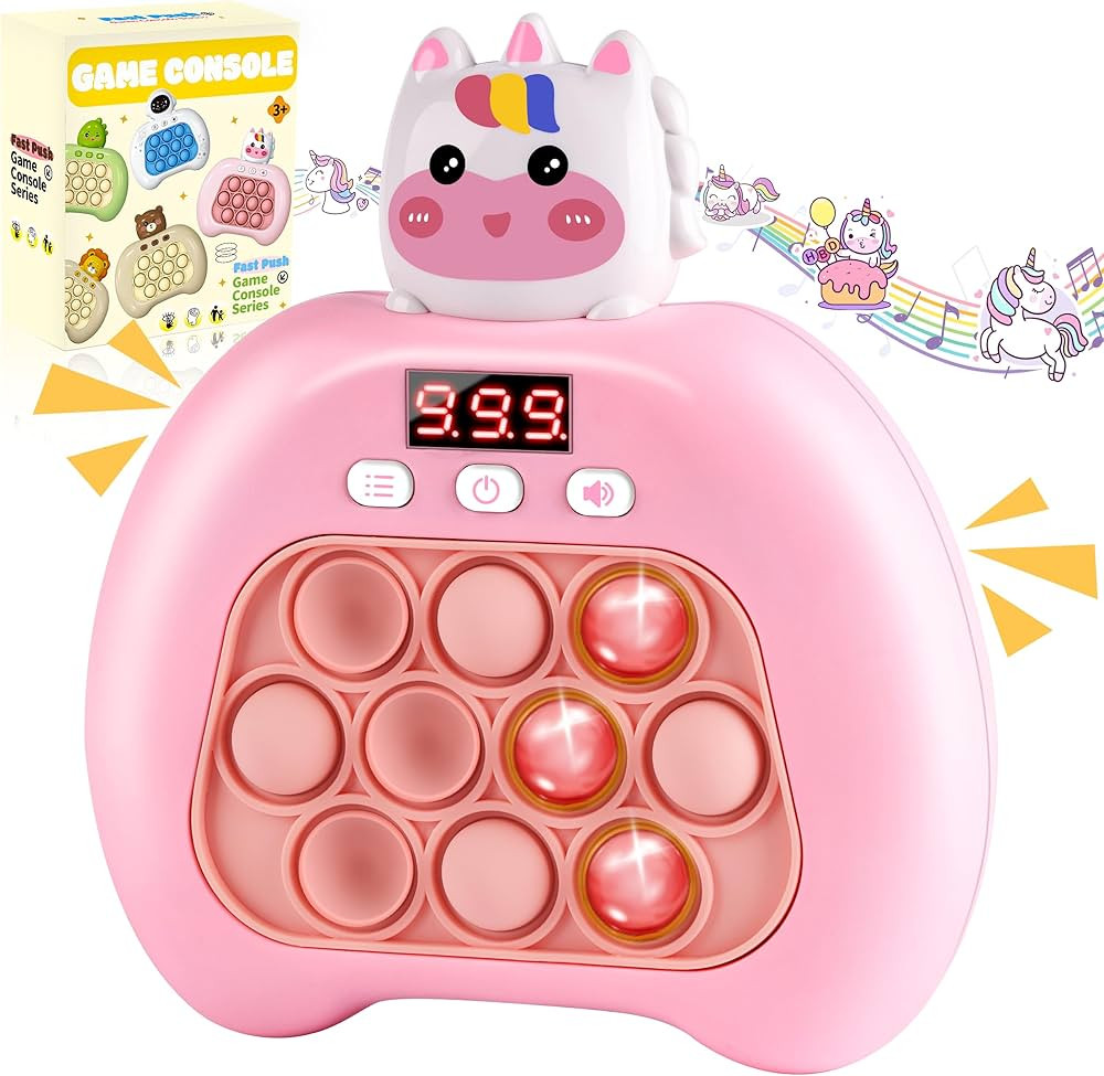 Upgraded Fast Push Game Pop Fidget Toys for Kids, Funny Toys with LED Screen for Kids 3-12 for Girls and Boys Bubble Stress,Handheld Puzzle Game Sensory Toys(Batteries Included)(Unicorn) | Amazon (US)